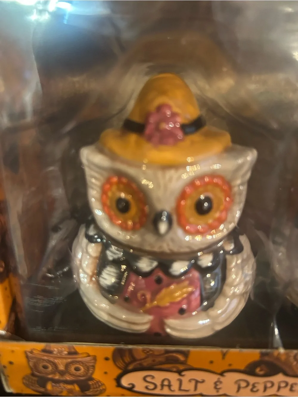 Halloween Owl Salt & Pepper Shakers - Orange and Cream